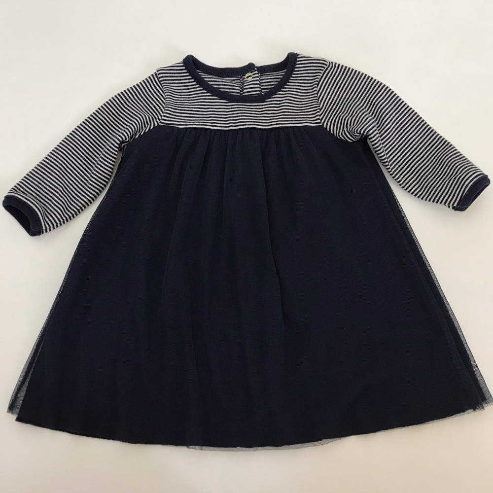 Petit Bateau Navy Tulle & Cotton Dress - Picture 1 of 4